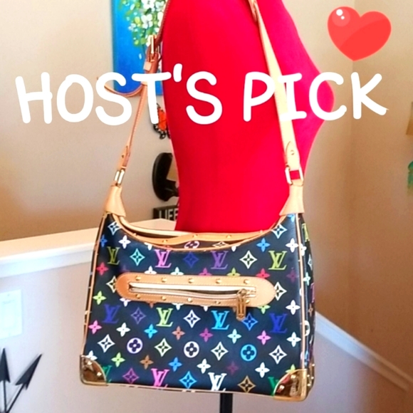 LOUIS VUITTON Takashi Murakami Boulogne Multi Black Shoulder Rare HTF Zip Purse - Picture 2 of 13